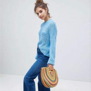 Bershka blue loose fit crew neck sweater size XS